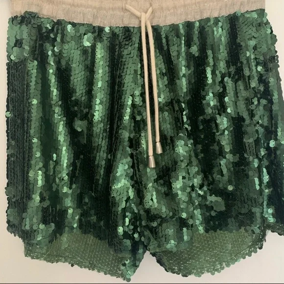 Zara Matte Green Sequin Shorts Small - Picture 4 of 10